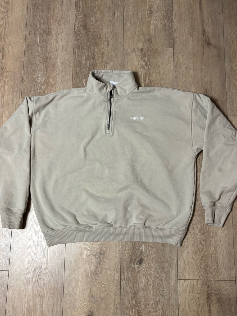Gymshark Men's Zip-Up Sweater in Light Beige - Picture 2 of 8